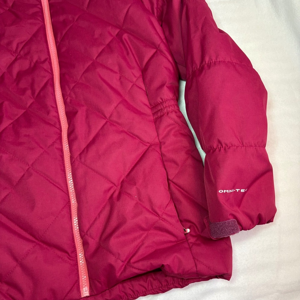 Columbia Omni-Tech Quilted Puffer Jacket Magenta Pink Hooded XL - Picture 3 of 6